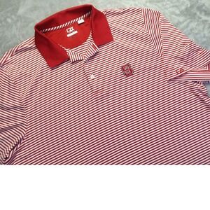 NC State Wolfpack Red White Striped Men's Polo Shirt XXL CB DryTec Cutter & Buck